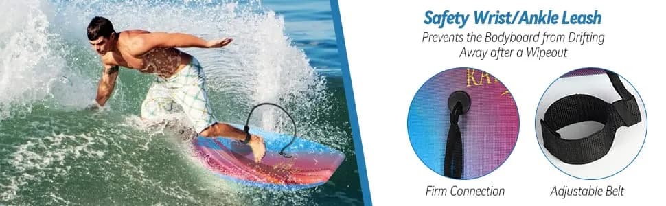 RAYWER Body Board Lightweight with EPS Core 41-INCH | Impact-Resistant, HDPE Slick Bottom, Kids & Adults thumbnail 10