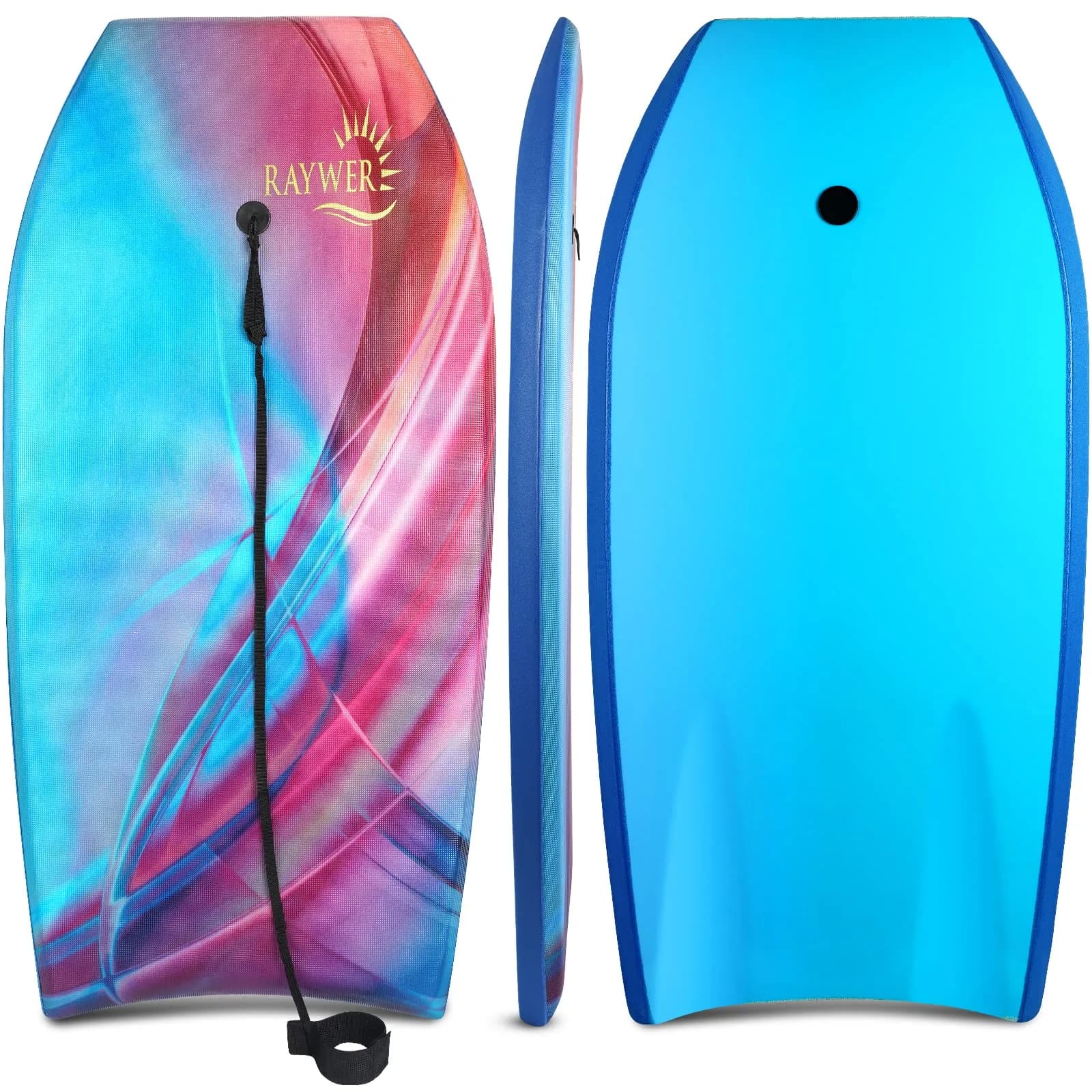 RAYWER Body Board Lightweight with EPS Core 33-INCH | Impact-Resistant Surfing Fun for Kids & Adults — BLUE