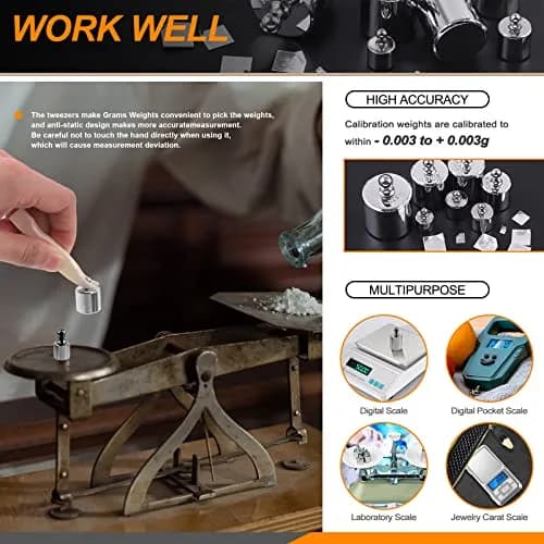 Rustark Precision Calibration Weight Set for Digital Balance Scale | Accurate Lab Weights (500g Set (Gram & Milligram)) thumbnail 6