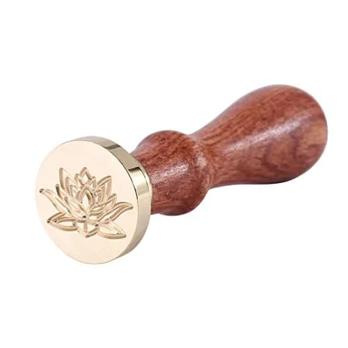 Yoption Lotus Flower Wax Seal Stamp | 25mm Copper & Rosewood Handle for Invitations & Gift Packing thumbnail 5