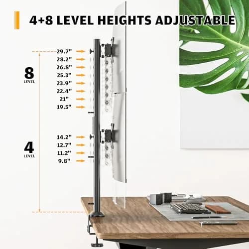 Hemudu Dual Monitor Articulating Desk Mount Arm Stand - Supports Two 13-34 Inch Monitors | Ergonomic, Space-Saving thumbnail 4