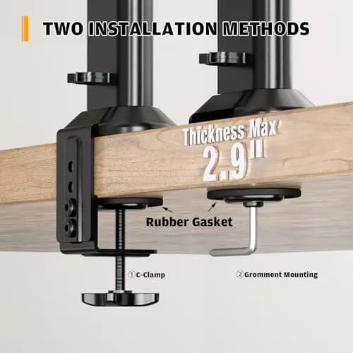 Hemudu Dual Monitor Articulating Desk Mount Arm Stand - Supports Two 13-34 Inch Monitors | Ergonomic, Space-Saving thumbnail 2