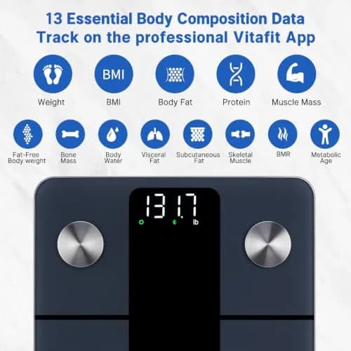 Vitafit Smart Body Weight Scale 1.15 kg (2.54 lb) | High Accuracy 0.05 kg (0.1 lb) with 13 Body Compositions thumbnail 5