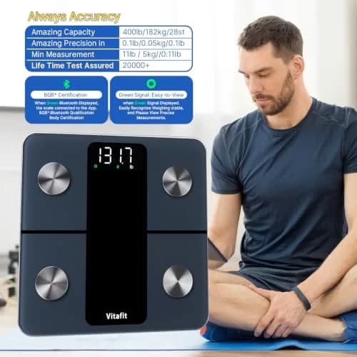 Vitafit Smart Body Weight Scale 1.15 kg (2.54 lb) | High Accuracy 0.05 kg (0.1 lb) with 13 Body Compositions thumbnail 3