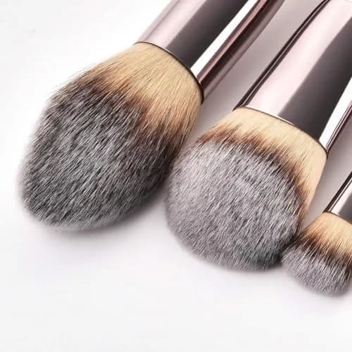 Hexue 10 pcs Champagne Gold Makeup Brush Set, 16 Brushes | Cruelty-Free Silky Synthetic Fibers thumbnail 9