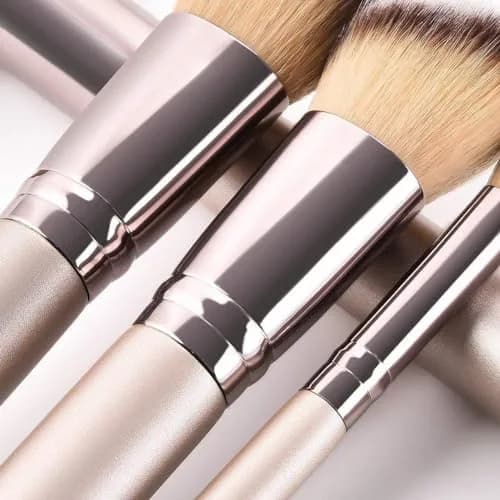Hexue 10 pcs Champagne Gold Makeup Brush Set, 16 Brushes | Cruelty-Free Silky Synthetic Fibers thumbnail 10