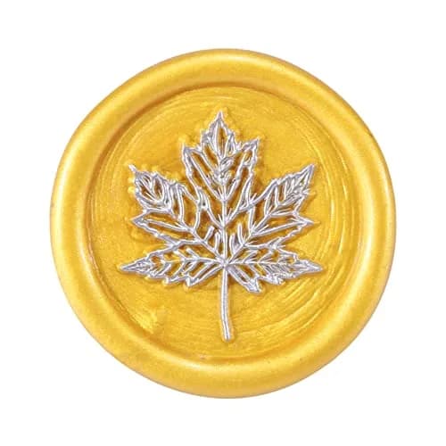 Yoption Fall Maple Leaf Wax Seal Stamp for Envelope and Invitation Seals | 25mm Diameter, Copper & Rosewood Handle thumbnail 3