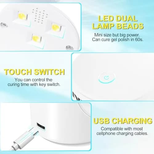 NXJ INFILILA Mini UV LED Nail Lamp 16W, Portable USB Gel Dryer | Single Finger Curing thumbnail 3