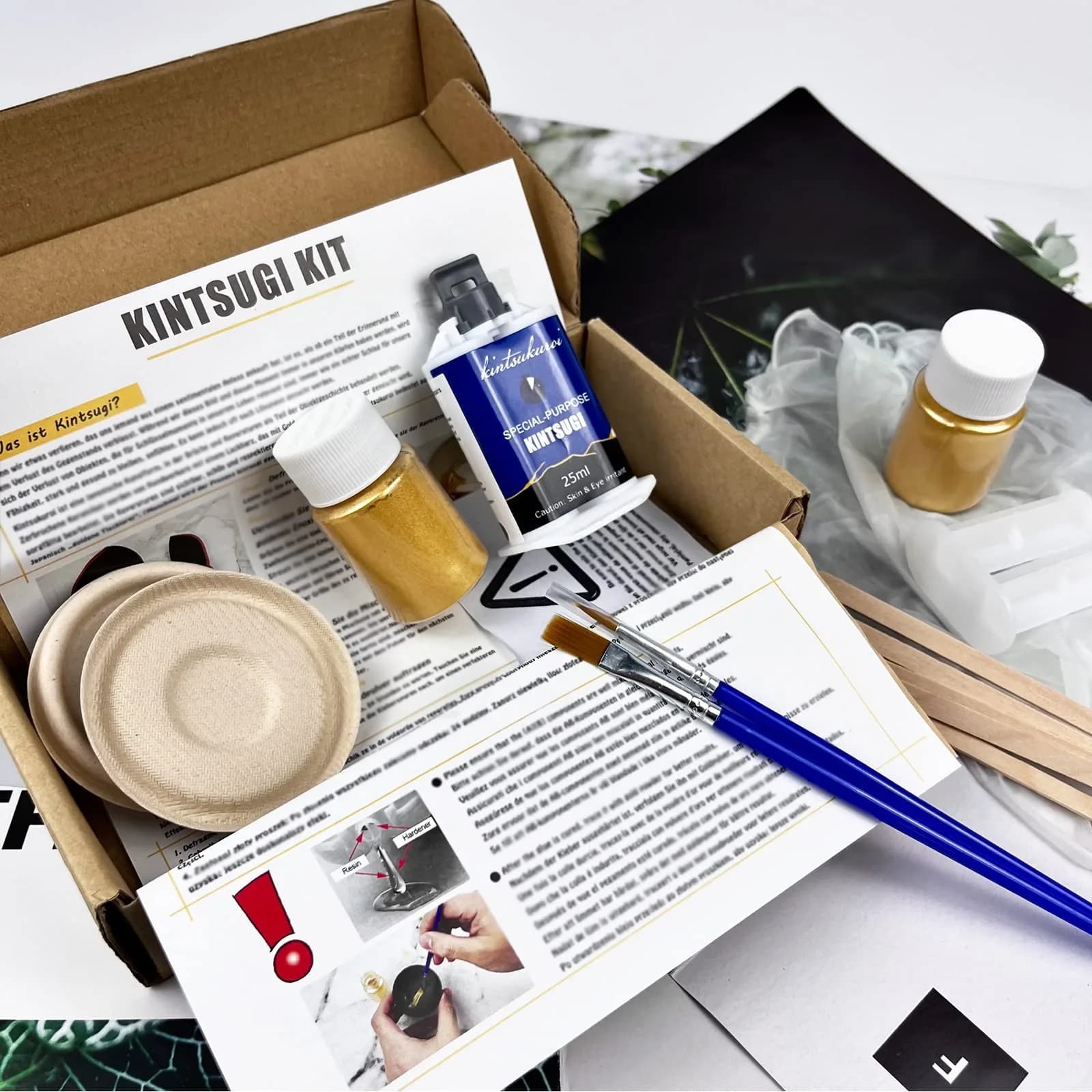 1DFAUL Kintsugi Repair Kit Gold, Japanese Kintsugi Kit for Ceramic Repair 25ml (0.84 Fl Oz) | Restore Meaningful Pottery - view 6