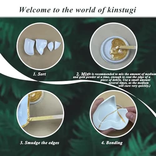 1DFAUL Kintsugi Repair Kit Gold, Japanese Kintsugi Kit for Ceramic Repair 25ml (0.84 Fl Oz) | Restore Meaningful Pottery thumbnail 2