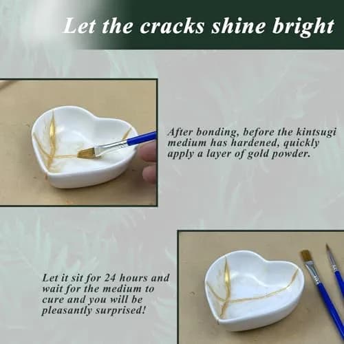1DFAUL Kintsugi Repair Kit Gold, Japanese Kintsugi Kit for Ceramic Repair 25ml (0.84 Fl Oz) | Restore Meaningful Pottery thumbnail 3