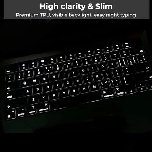 EooCoo Clear Keyboard Cover Skin Protector for MacBook Pro 14/16" & Air 13/15" | Ultra-Thin TPU thumbnail 4