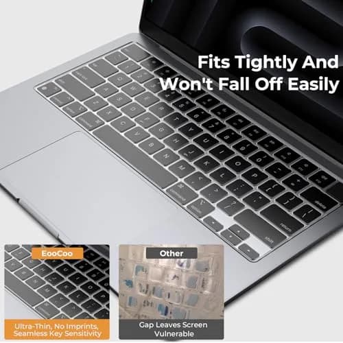 EooCoo Clear Keyboard Cover Skin Protector for MacBook Pro 14/16" & Air 13/15" | Ultra-Thin TPU thumbnail 7