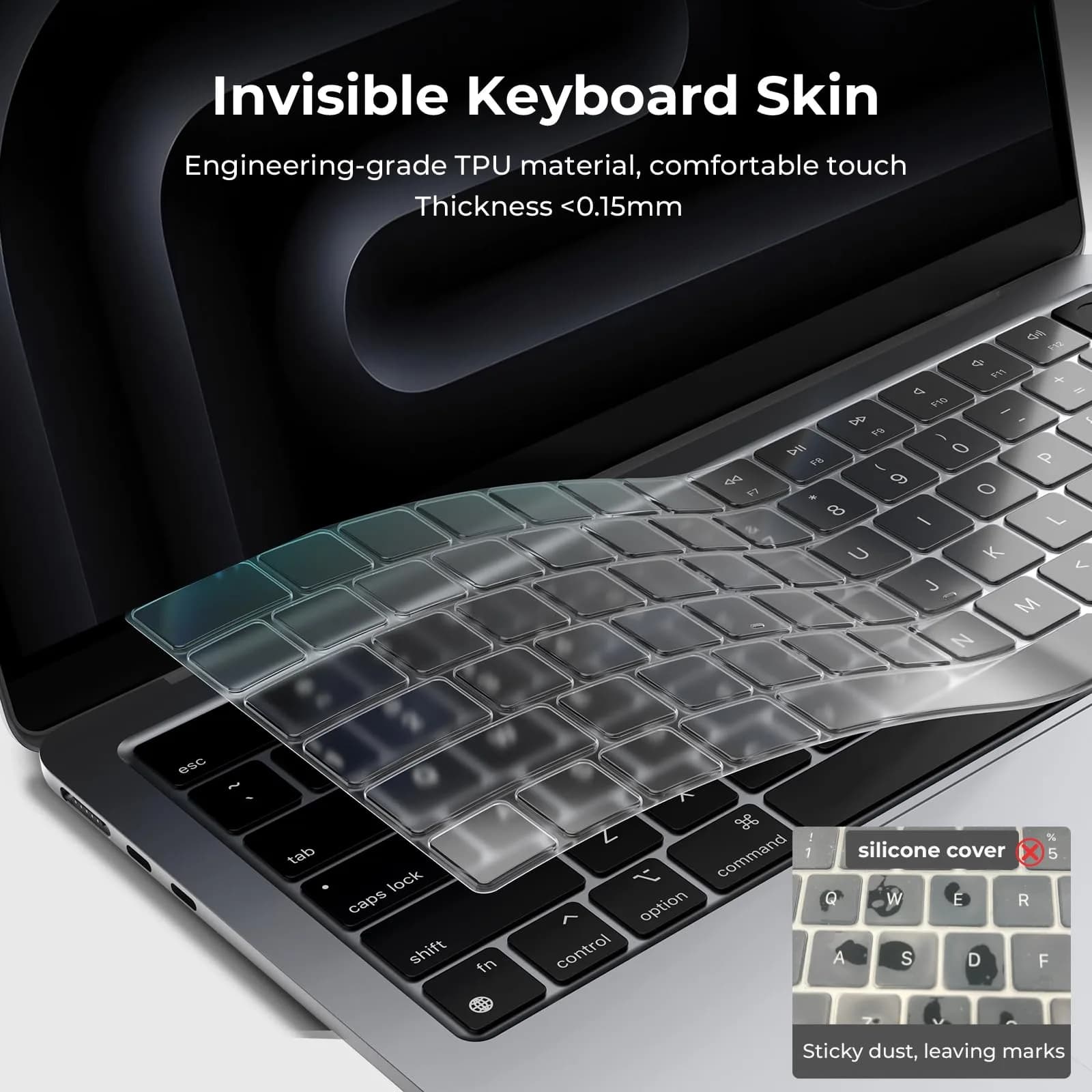 EooCoo Clear Keyboard Cover Skin Protector for MacBook Pro 14/16" & Air 13/15" | Ultra-Thin TPU - view 2