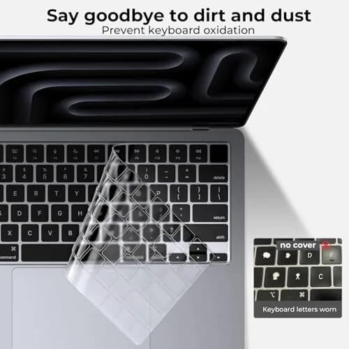 EooCoo Clear Keyboard Cover Skin Protector for MacBook Pro 14/16" & Air 13/15" | Ultra-Thin TPU thumbnail 3