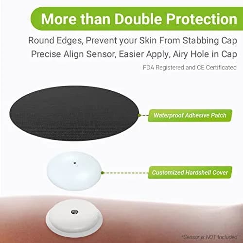 KOVOQ Black 25 Pack Libre 2 &Plus &Lingo Sensor Covers & Hardshell Cover | Hypoallergenic Adhesive Bandages thumbnail 2