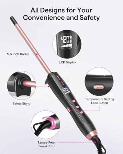 wavytalk Small Curling Iron 3/8 Inch Ceramic Barrel | Fast Heat & Travel Ready thumbnail 5