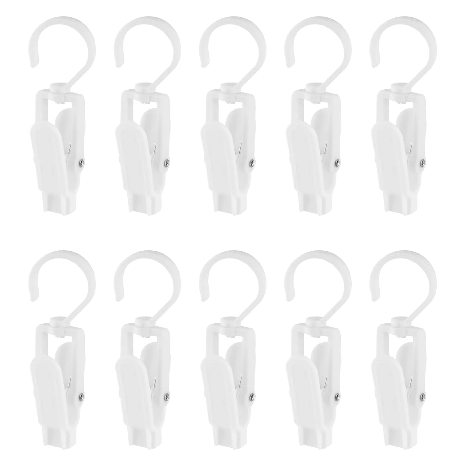 Jiozermi 10 PCS Laundry Hooks Clip | Plastic Clothes Pins, White, 4.13"