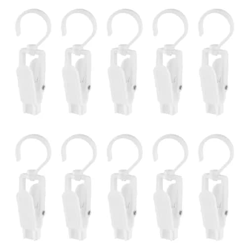 Jiozermi 10 PCS Laundry Hooks Clip | Plastic Clothes Pins, White, 4.13" thumbnail 1