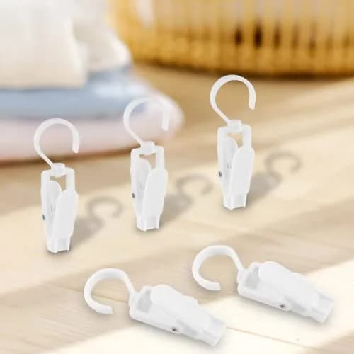 Jiozermi 10 PCS Laundry Hooks Clip | Plastic Clothes Pins, White, 4.13" thumbnail 6