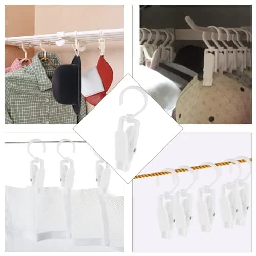 Jiozermi 10 PCS Laundry Hooks Clip | Plastic Clothes Pins, White, 4.13" thumbnail 7