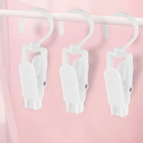Jiozermi 10 PCS Laundry Hooks Clip | Plastic Clothes Pins, White, 4.13" thumbnail 2