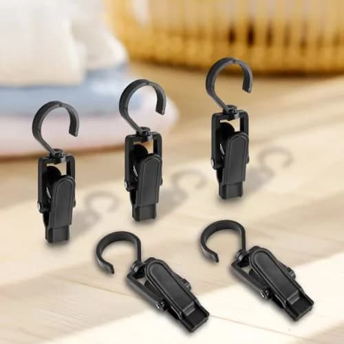 Jiozermi 10 PCS Laundry Hooks Clip | Plastic Clothes Pins, Black, 4.13" (105mm) | 360° Rotating & Super Strong Grip thumbnail 6