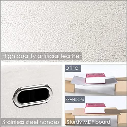 PRANDOM Leather Foldable Cube Storage Bins 11x11 inch | Space-Saving Organizer for Shelves & Closet (28cm x 28cm x 28cm) thumbnail 4