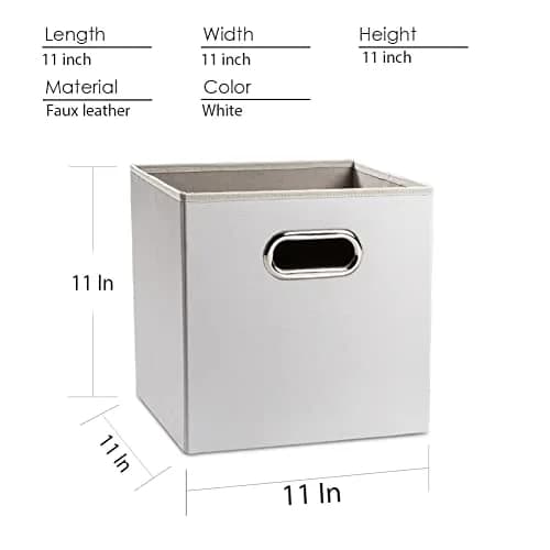 PRANDOM Leather Foldable Cube Storage Bins 11x11 inch | Space-Saving Organizer for Shelves & Closet (28cm x 28cm x 28cm) thumbnail 6