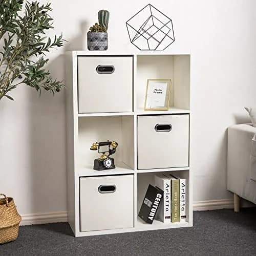 PRANDOM Leather Foldable Cube Storage Bins 11x11 inch | Space-Saving Organizer for Shelves & Closet (28cm x 28cm x 28cm) thumbnail 7