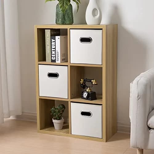 PRANDOM Leather Foldable Cube Storage Bins 11x11 inch | Space-Saving Organizer for Shelves & Closet (28cm x 28cm x 28cm) thumbnail 2