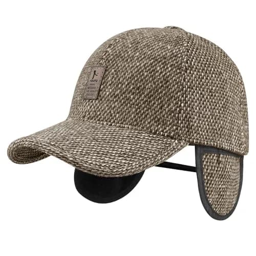 CLAPE Winter Baseball Cap with Folding Earmuffs | Soft Cotton, Unisex, One Size, Coffee thumbnail 2