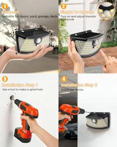 Aootek Solar Motion Sensor Lights Outdoor 120 LEDs | Waterproof, 6 Pack, Black thumbnail 6