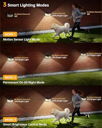 Aootek Solar Motion Sensor Lights Outdoor 120 LEDs | Waterproof, 6 Pack, Black thumbnail 3
