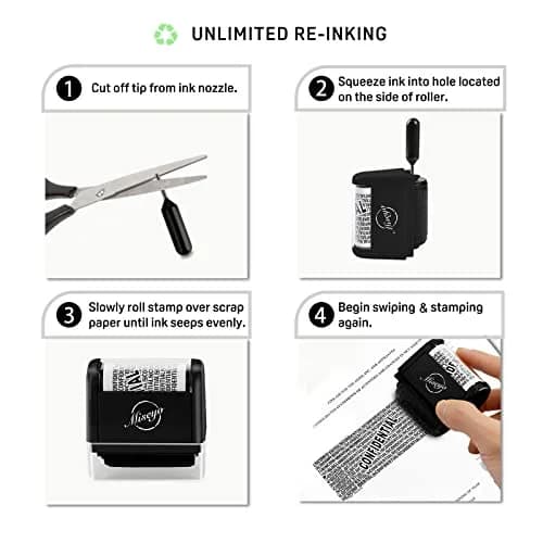 Miseyo Wide Roller Stamp Identity Theft Stamp 1.5 Inch | Privacy & Confidentiality thumbnail 4
