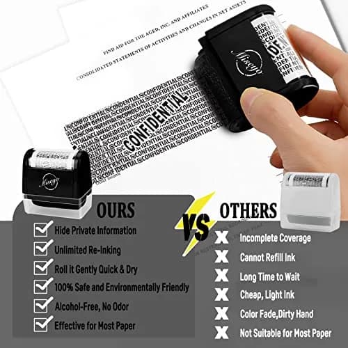 Miseyo Wide Roller Stamp Identity Theft Stamp 1.5 Inch | Privacy & Confidentiality thumbnail 7