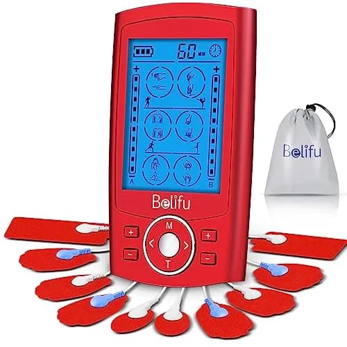 Belifu Dual Channel TENS EMS Unit 24 Modes Muscle Stimulator with 10 Pads | Pain Relief Therapy thumbnail 1