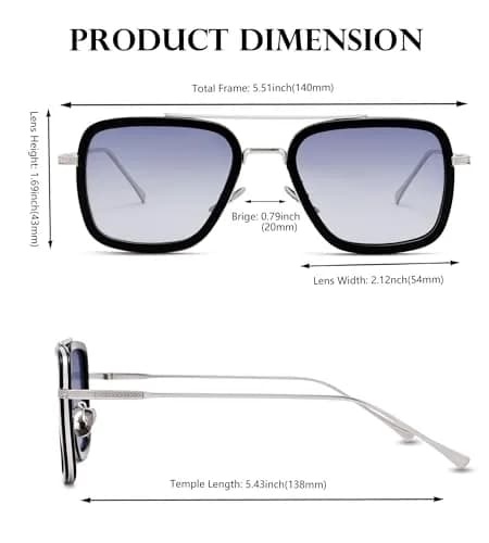 NULOOQ D2* Tony Stark Same Color Polarized Aviator Sunglasses for Men & Women thumbnail 4