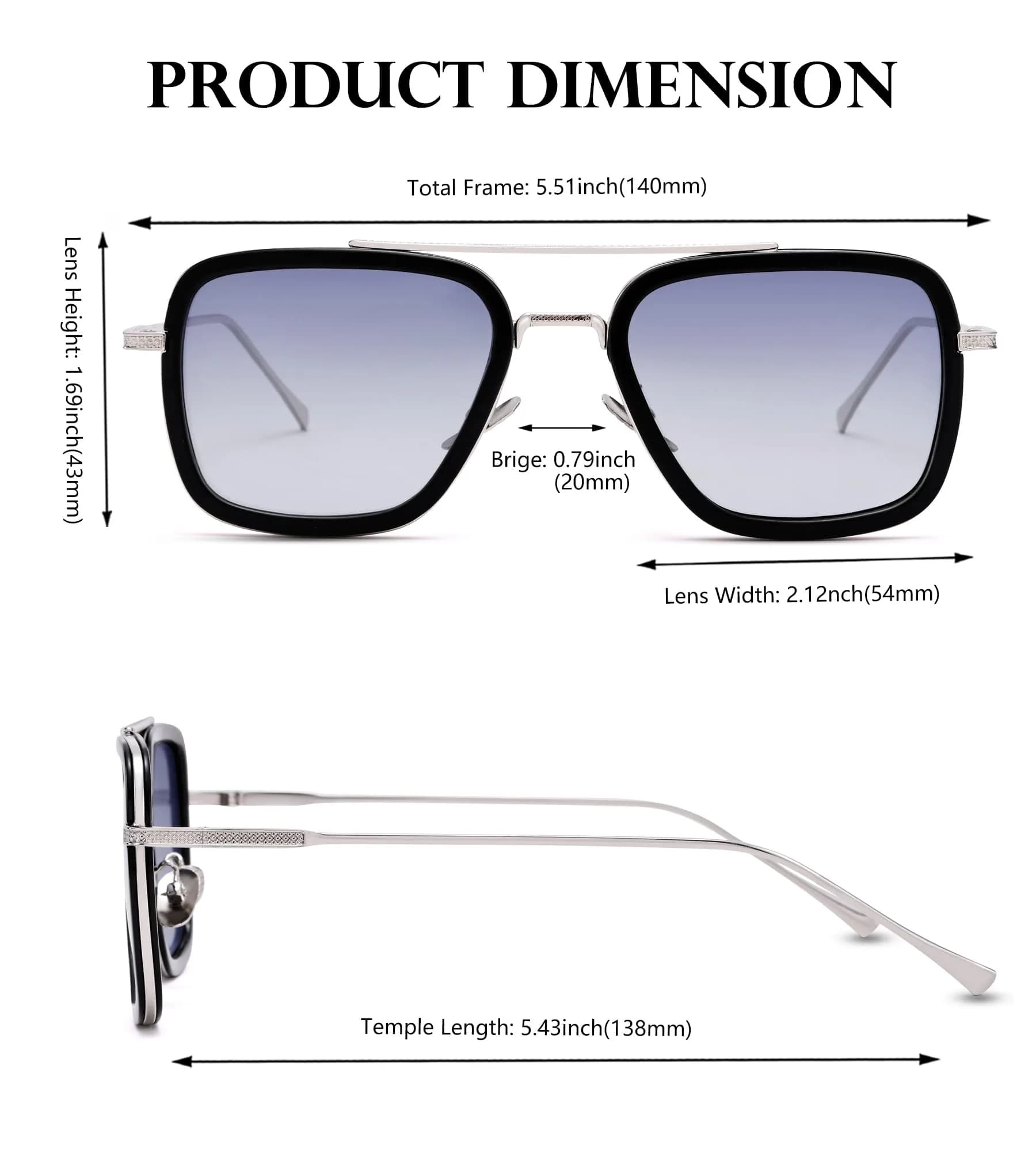 NULOOQ D2* Tony Stark Same Color Polarized Aviator Sunglasses for Men & Women - view 4