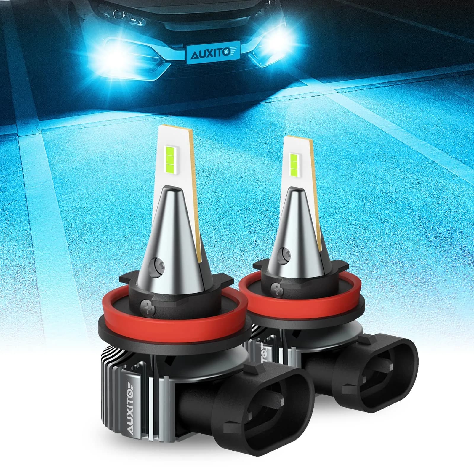 AUXITO H8 H11 H16 LED Fog Lights Bulbs Ice Blue 8000K (2-Pack) | High Penetration & Perfect Beam Pattern — Ice Blue