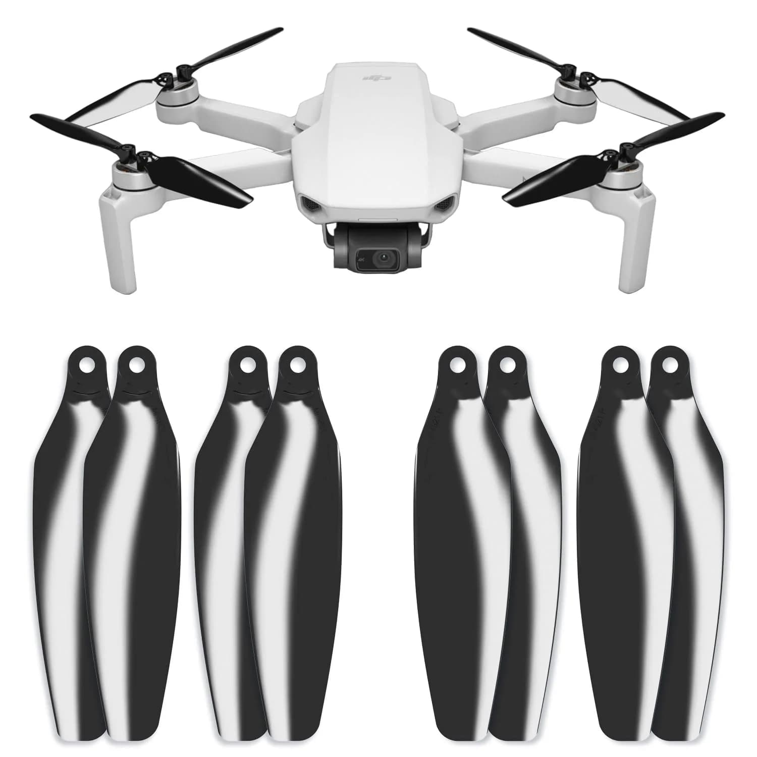 Master Airscrew Stealth Propellers for DJI Mini 2/SE/4K - Black, 4 Propellers (8 Blades) | Low-Noise Operation & Longer Flight Time - main product image
