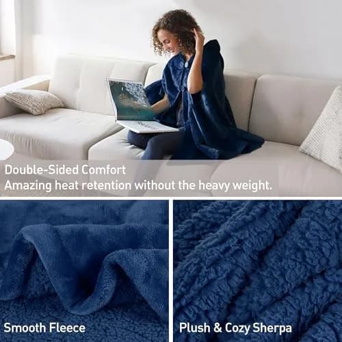 Catalonia Women's Hooded Poncho Cape, Oversized Sherpa Fleece Cloak Coat | Versatile Winter Wear for Adults & Teens thumbnail 5