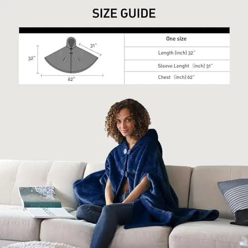 Catalonia Women's Hooded Poncho Cape, Oversized Sherpa Fleece Cloak Coat | Versatile Winter Wear for Adults & Teens thumbnail 6