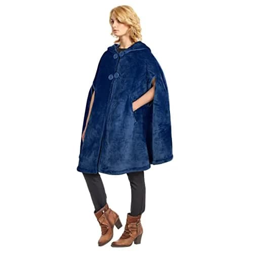 Catalonia Women's Hooded Poncho Cape, Oversized Sherpa Fleece Cloak Coat | Versatile Winter Wear for Adults & Teens thumbnail 7