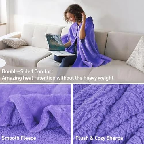 Catalonia Women's Hooded Poncho Cape, Oversized Sherpa Fleece Cloak Coat | Versatile Winter Wear thumbnail 5