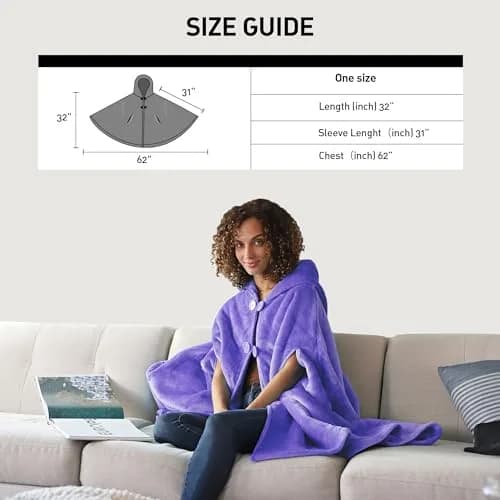 Catalonia Women's Hooded Poncho Cape, Oversized Sherpa Fleece Cloak Coat | Versatile Winter Wear thumbnail 6