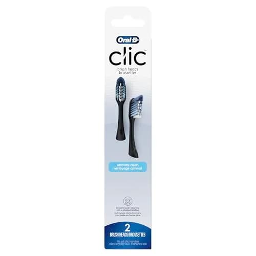 Oral-B Clic Black Toothbrush Replacement Heads, 2 Count (Pack of 2) | Dermatologist Tested thumbnail 1