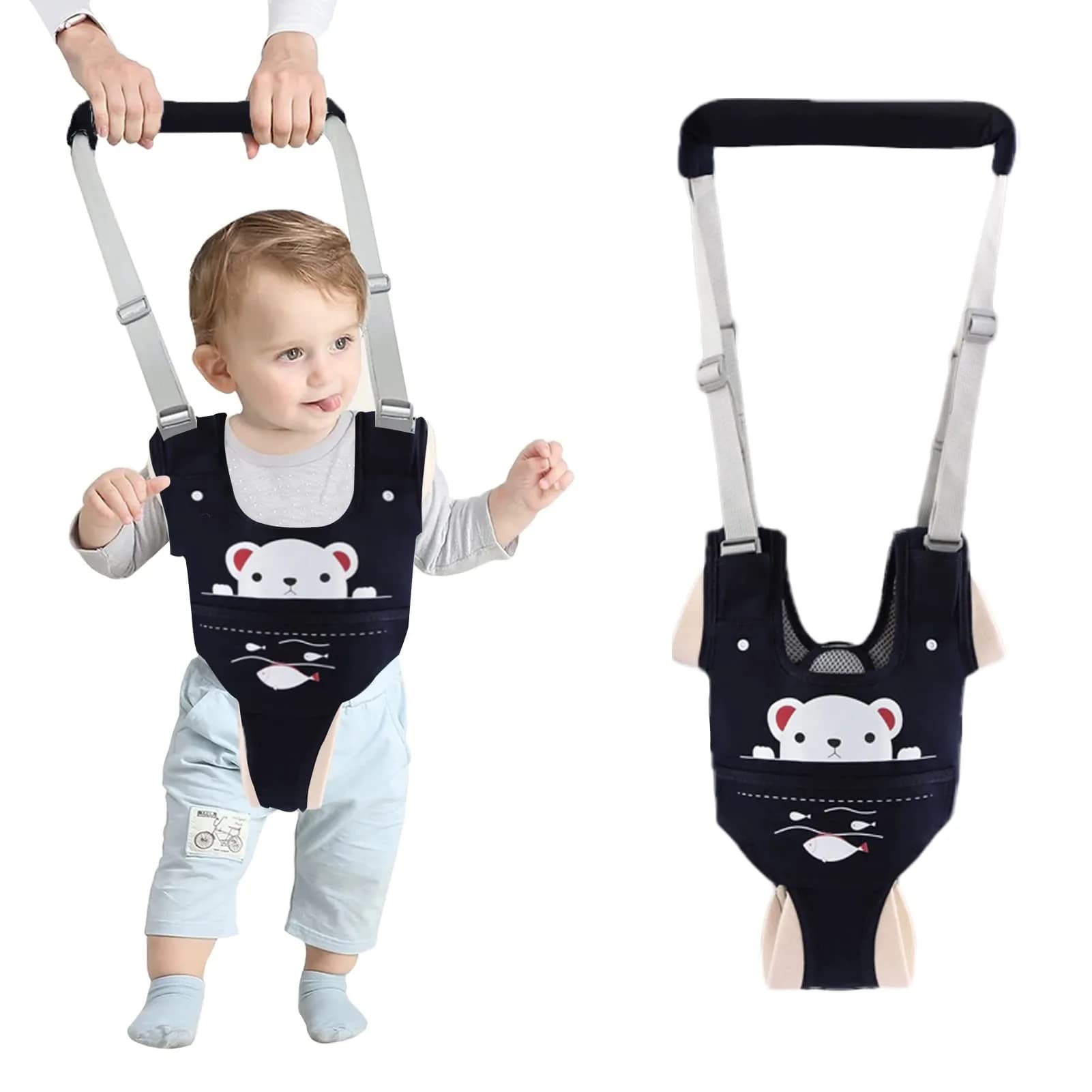 Ocanoiy Baby Walking Harness Handheld Baby Walker Assistant Belt with Detachable Crotch, Dark Blue, 9-24 Months - main product image