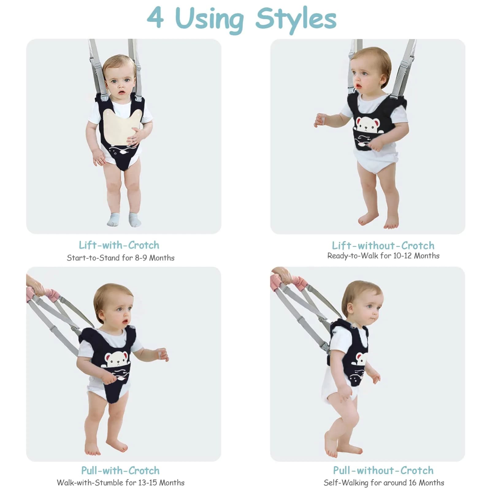 Ocanoiy Baby Walking Harness Handheld Baby Walker Assistant Belt with Detachable Crotch, Dark Blue, 9-24 Months - view 5
