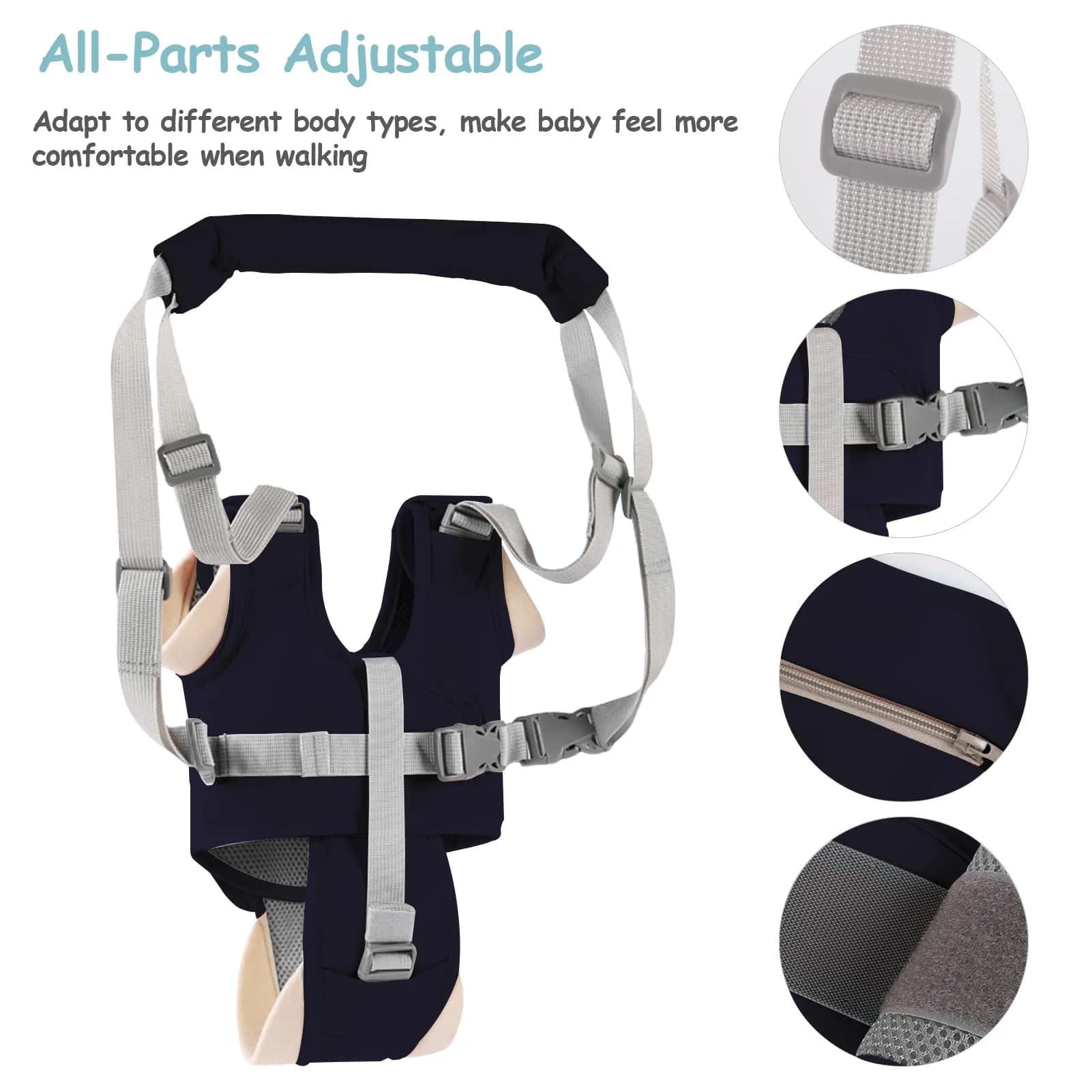 Ocanoiy Baby Walking Harness Handheld Baby Walker Assistant Belt with Detachable Crotch, Dark Blue, 9-24 Months - view 3